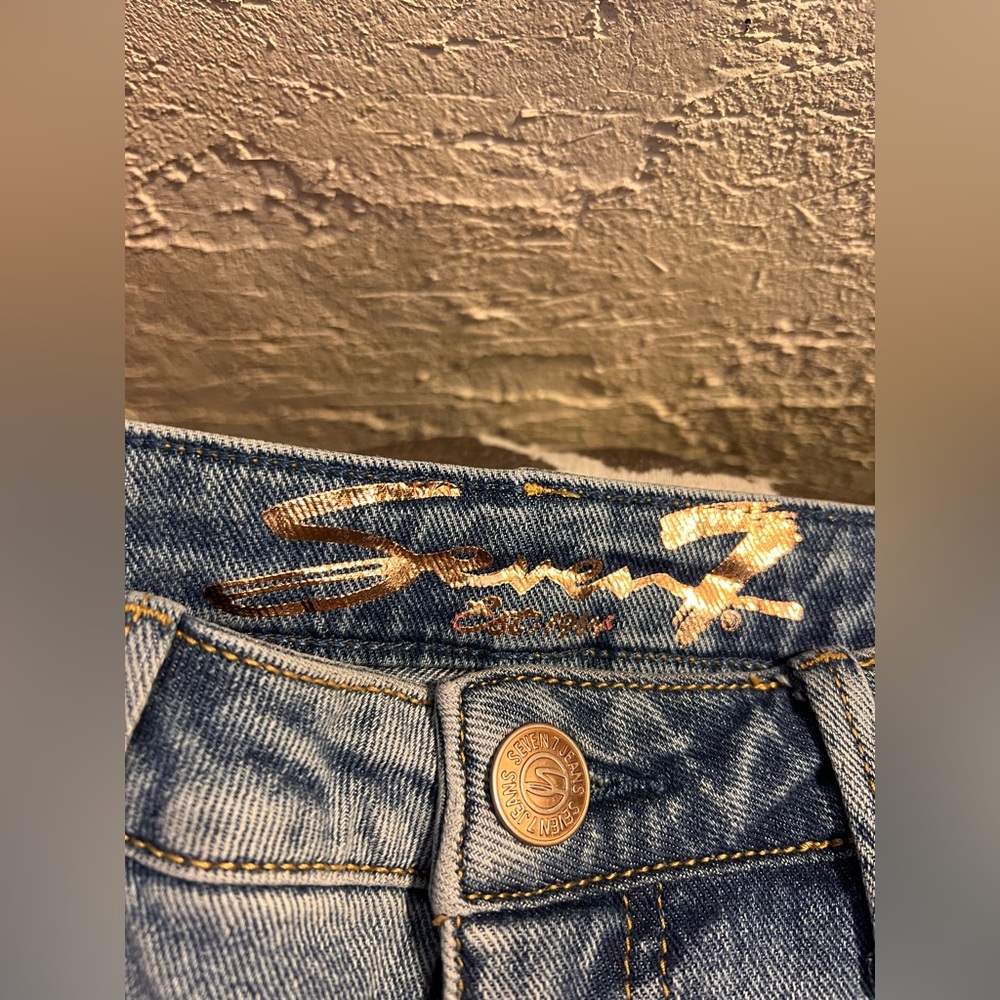Seven7 Women's Light Blue Distressed Wide Leg Jeans - Picture 2 of 11